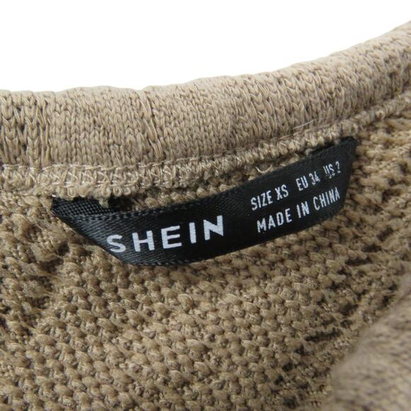 Shein Mocha Brown Cable Knit One Shoulder Top Crop Top - Picture 5 of 6